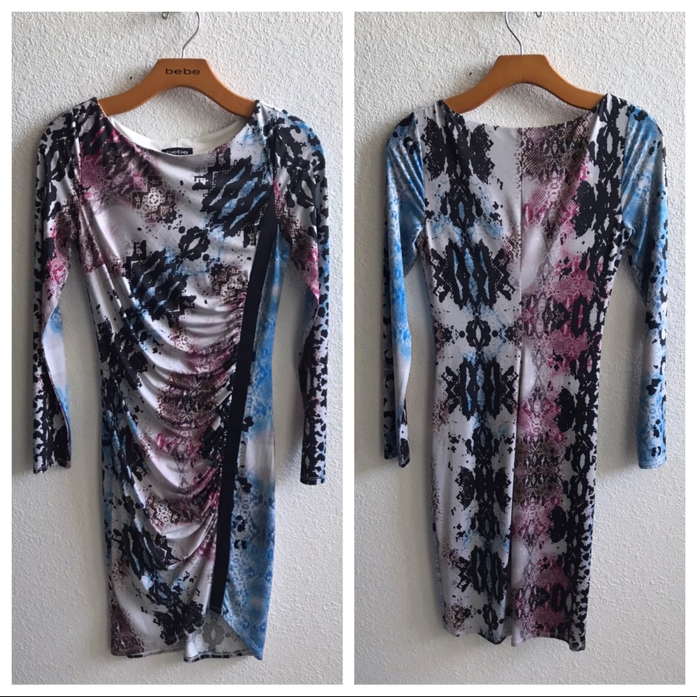 Bebe long sleeve body contour dress